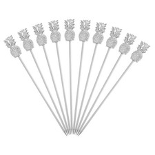 10 Pcs Stainless Steel Cocktail Picks, 4.2 Inch Silver (Pineapple)