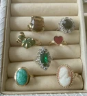 Vintage MCM Sarah Coventy Womens Costume Jewelry Ring Lot of 7 Adjustable