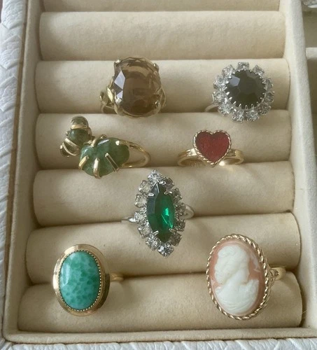 Vintage MCM Sarah Coventy Womens Costume Jewelry Ring Lot of 7 Adjustable