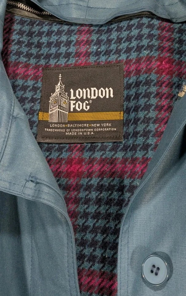 Womens London Fog raincoat teal Made in USA sz 8 New with tag vtg 1980 - Image 3 of 4