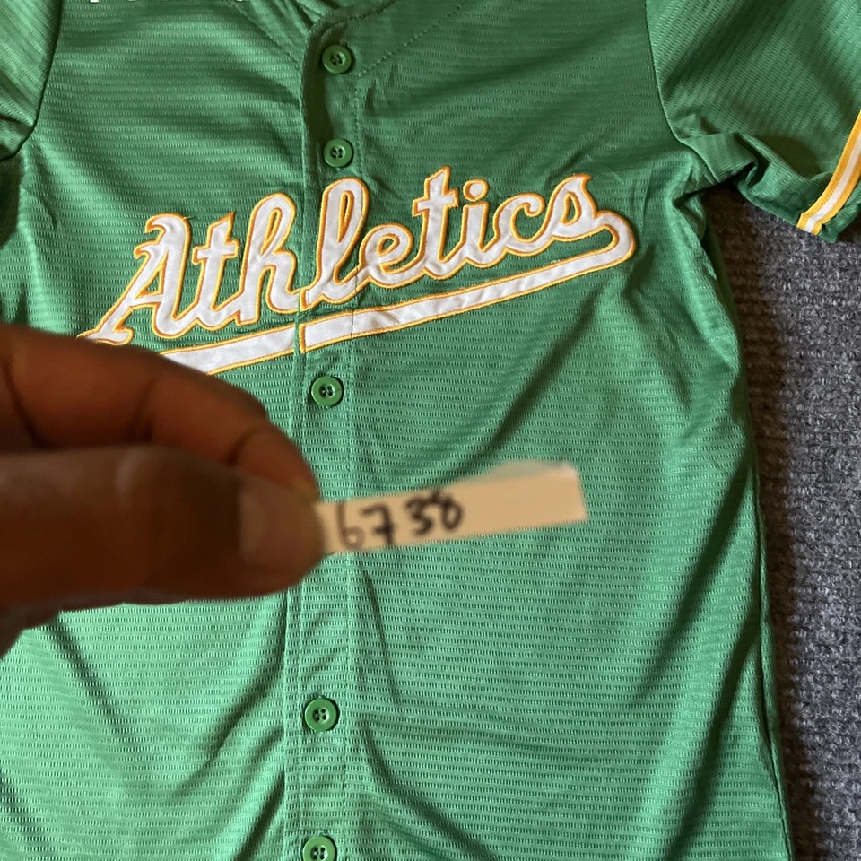 Camiseta de atletismo Oakland talla mediana juvenil hogar blanco logotipo béisbol MLB Foto 4 de 4