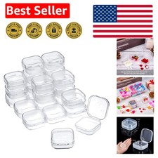 Compact 1.37" Clear Bead Storage Boxes - 24 Non-Toxic Containers with Hinged Lid
