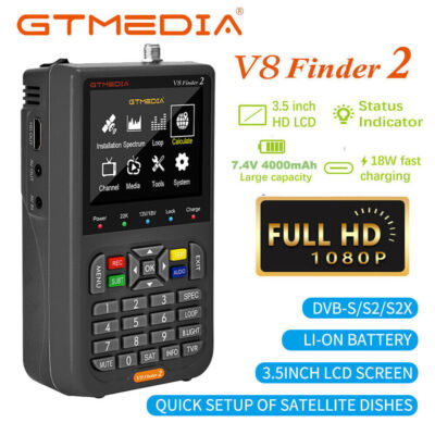 V8 Sat Finder 2 3.5'' LCD Finder Satelliten Messgerät DVB-S/S2/S2X mit 4000 mAh