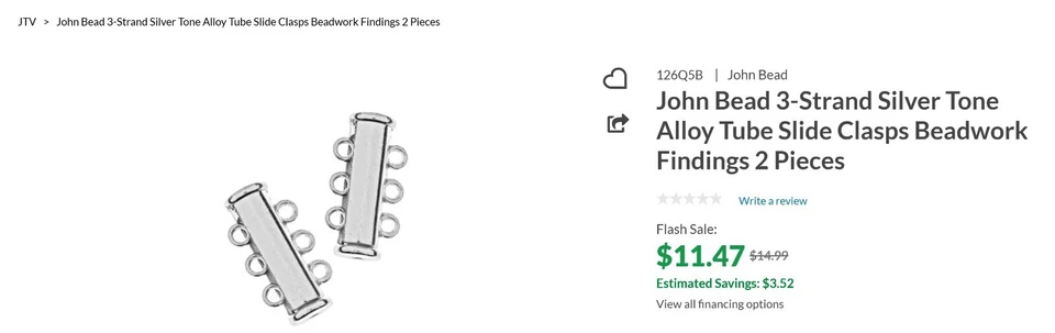 John Bead Alloy Tube Slide Clasps 3/5 Strand in Gold/Pink/Silver Tone, 24 pcs - Image 4 of 4