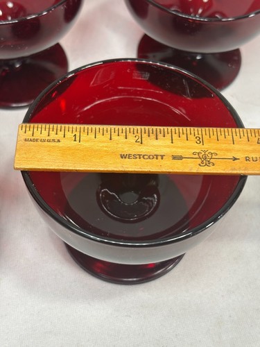 Vtg. Anchor Hocking Royal Ruby Red Glass Footed Sherbet Dessert Cups Set of 9 - Picture 5 of 7
