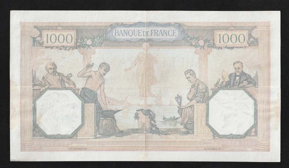 France, 1000 francs, 1940, P-90c, WWII, XF++ Banknote - Image 2 of 2