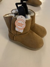 Wonder Nation Girls Infants Faux Shearling Boots Size 5 Chestnut Color NEW