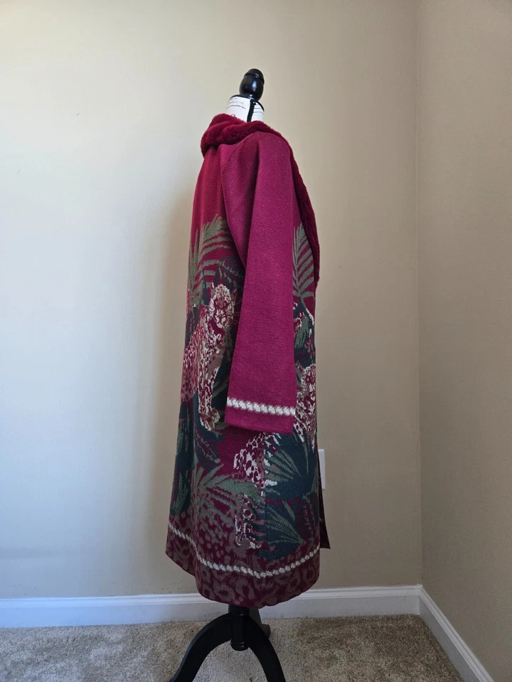 Badgley Mischka Cárdigan Leopardo Largo Mezcla Lana Mujer M Foto 4 de 4