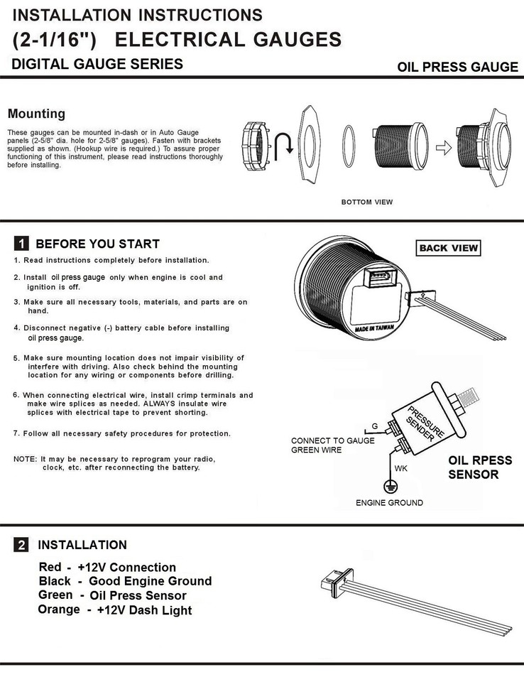 MGS 52mm 2-1/16" Digital Oil Temperature Gauge 20 - Foto 5