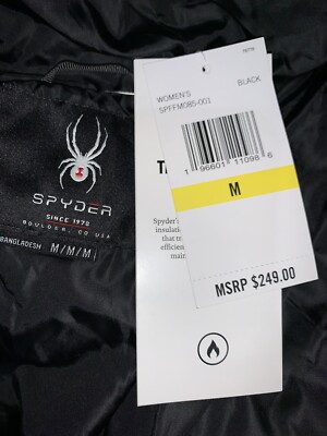 専用3 SPYDER Super Puffer Hooded Parka Jacket Women's Medium Black NEW
