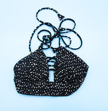 Victorias Secret XS Black Spotted Bikini Lightly Padded Lined VS Swimsuit New