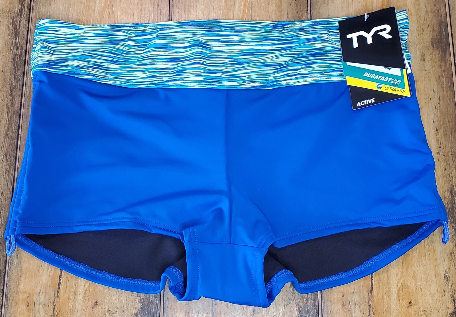 TYR Women's Durafast Lite Active Mini Boy Shorts Blue Size L (10/12