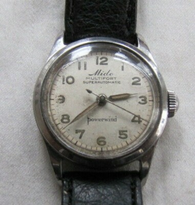 MIDO MULTIFORT POWERWIND VINT SS SCRWBK WP 17J MOD 00917R AUTO 2 TONE MILIT DIAL
