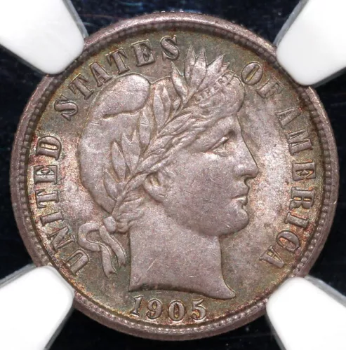 1905 10c Barber Dime NGC MS 63