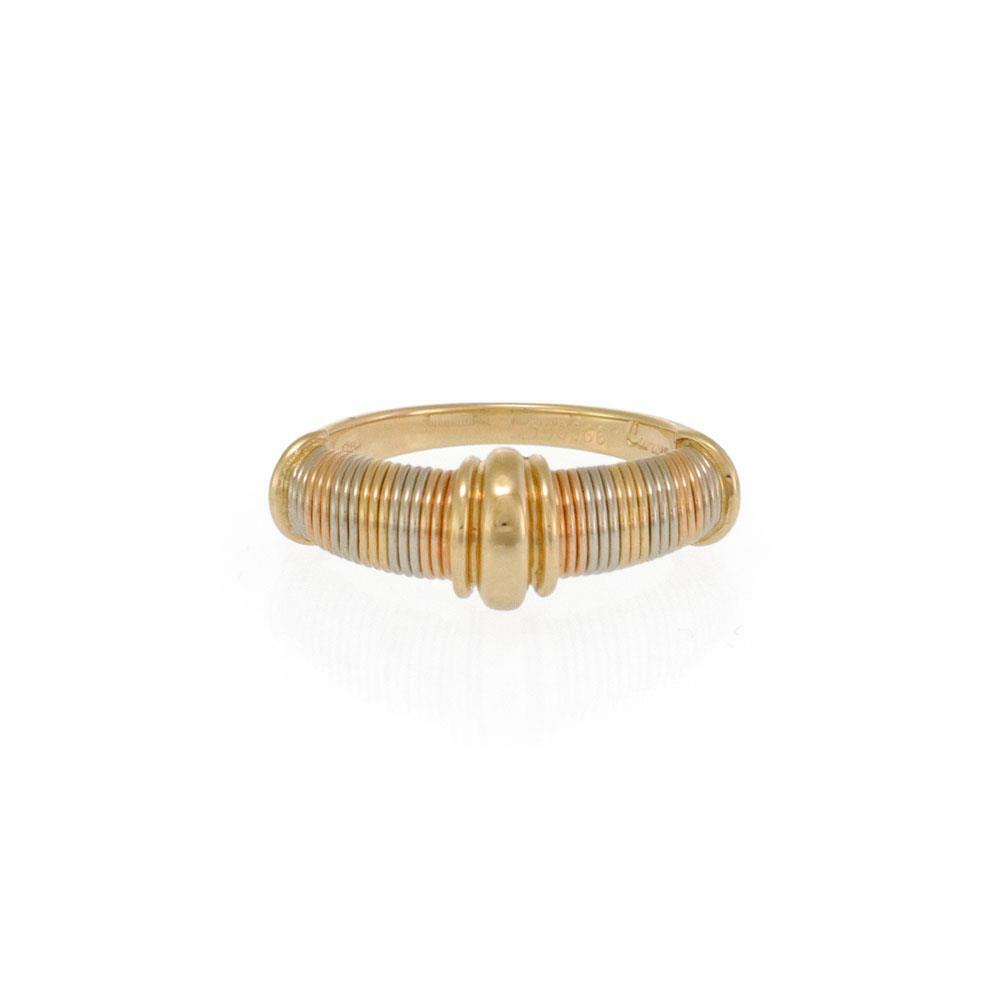 Cartier 18Kゴールド リング Cartier 18k Ring Tri-Color Gold Fine Wire Wrap Fancy Band Size 50