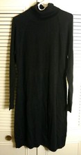 NWT CHAPS Women's Sweater Dress Turtleneck Black L Knitted Cotton Blend MSRP $89