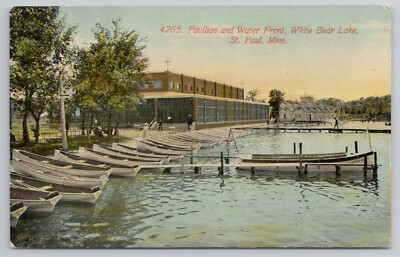 #ad Pavilion amp; Water Front White Bear Lake St. Paul MN 1910s Postcard Waterfront $3.95