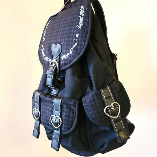 Mezzo Piano schwarz Rucksack mit Etikett Schultasche Herzen Polka Dots Kawaii Japan - Bild 3 von 12