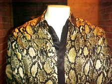VINTAGE MENS VERSAI BLACK LABEL SILK SHIRT MULTICOLOR UNIQUE SNAKE PRINT MEDIUM