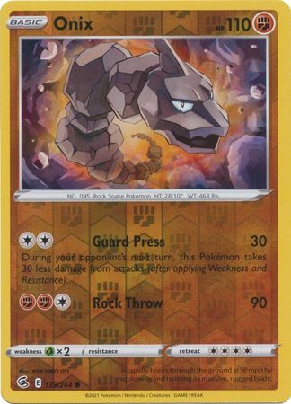ONIX 138/264 FUSION STRIKE POKEMON (REVERSE HOLO, NM)