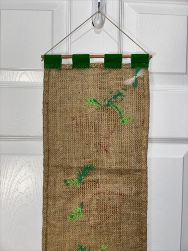 Vintage Felt & Burlap Christmas Banner Wall hanging BELLS 1 - Picture 3 of 10