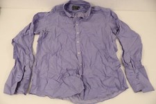 M S Men's Regular Fit Ultimate Non Iron Shirt 44-45 Blue Striped Long Sleeve