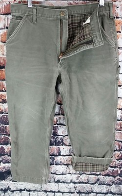 carhartt men's washed duck dungaree flannel lined work pant