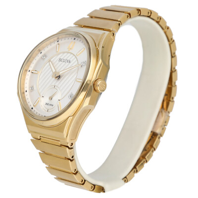 Bulova 97P136 Curv Silver Dial Diamond 40.5 Gold Tone Steel  display picture 1