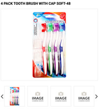 4 PIECES TOOTHBRUSH WITH 3 PIECE COVERS SOFT BRUSH