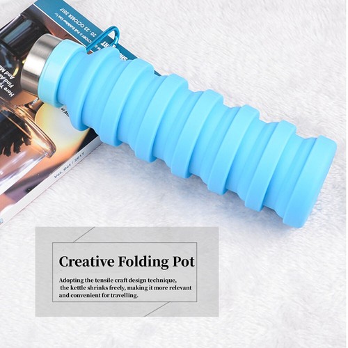 Collapsible Water Bottle, BPA Free Silicone Foldable Travel Water Bottle - Picture 8 of 14