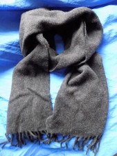 PURE CASHMERE Uni-Sex Scarf 68" w/ 3" Fringe Charcoal Black Made in Italy