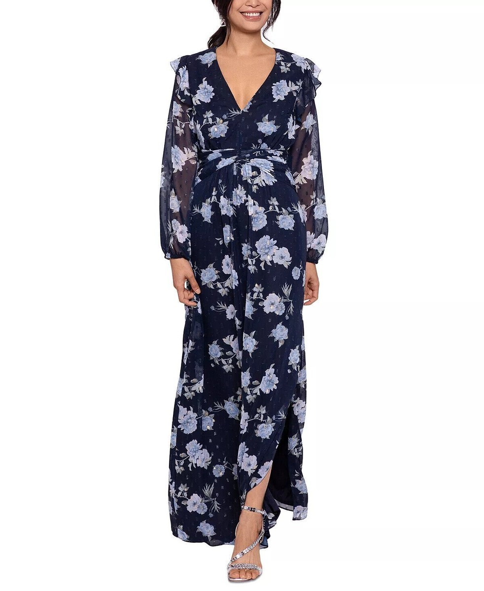 BETSY & ADAM Women's Navy Tie Waist Side Slit Lined Long Sleeve Formal Dress 2 | eBay BETSY & ADAM Women's Navy Tie Waist Side Slit Lined Long Sleeve Formal Dress 2 | eBay
