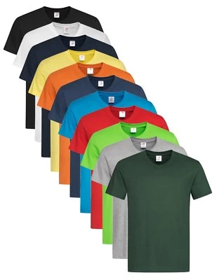 Stedman Baumwolle V-Ausschnitt T-Shirt Einfarbig Basic Kurzärmelig Vee S-3XL - Bild 1 von 2