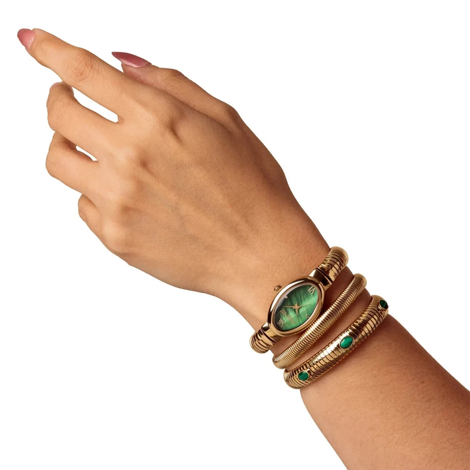 Juego de pulsera y reloj de malaquita verde Anne Klein New York para dama / 12/7752MAST Foto 4 de 4