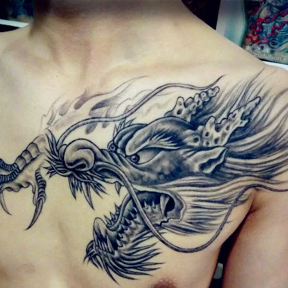 Big Dragon Temporary Tattoo Blackwork Dragon Tattoo Removable 