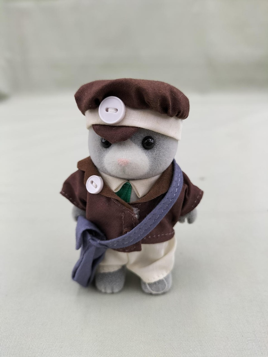 Sylvanian Families Epoch Bus Driver & Conductor Grey Teardrop Bear