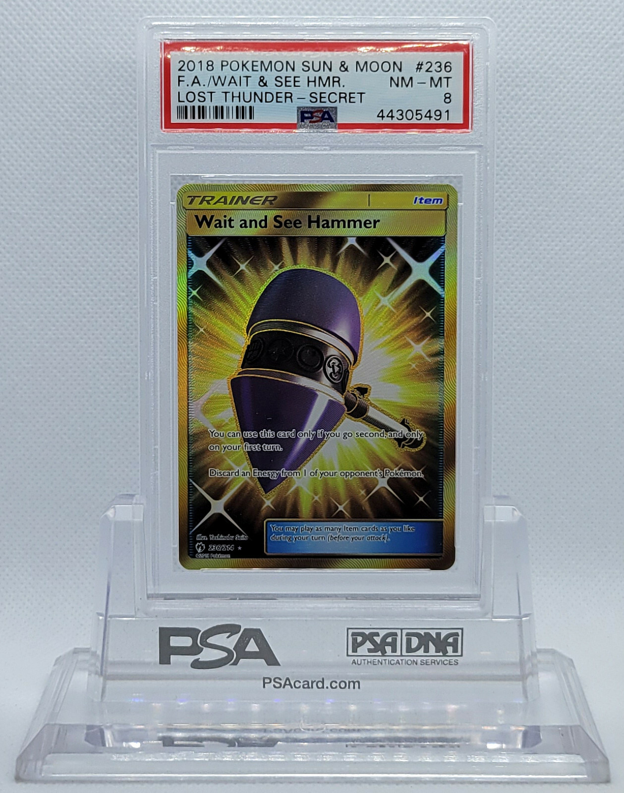 POKEMON LOST THUNDER WAIT AND SEE HAMMER #236 SECRET RARE HOLO PSA 8 NM-MT #*
