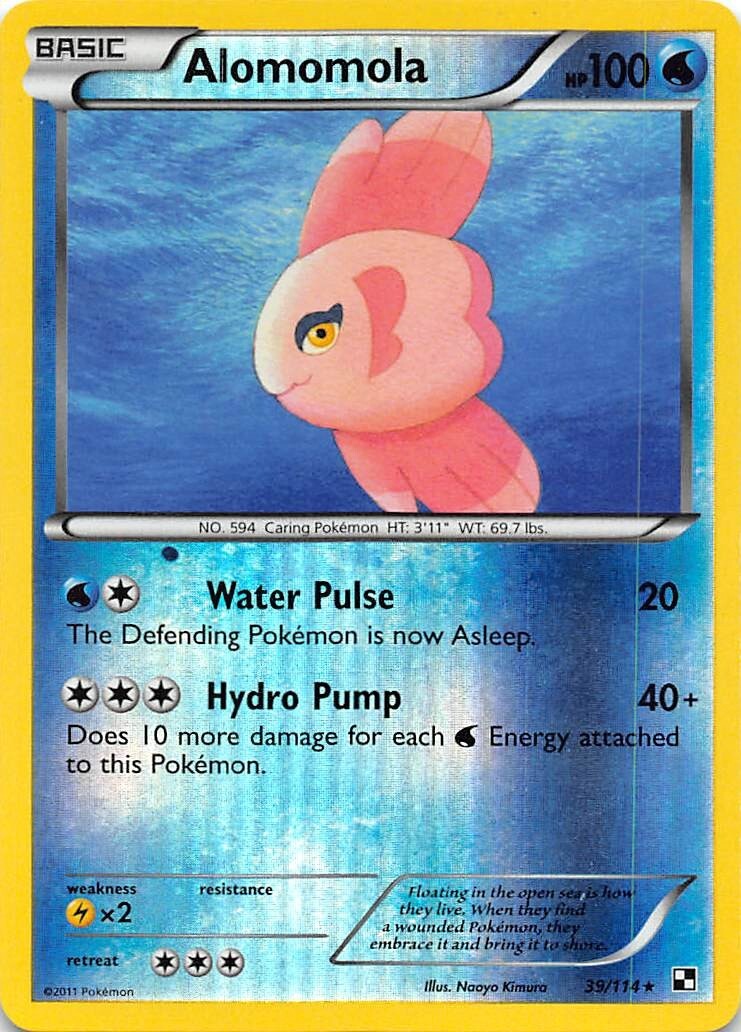 Alomomola 39/114 - REVERSE HOLO - Black & White - Pokemon Card - NM/LP