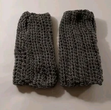 Handmade Crochet Wrist-Arm Warmers Fingerless Gloves Solid Dark Gray M1-45