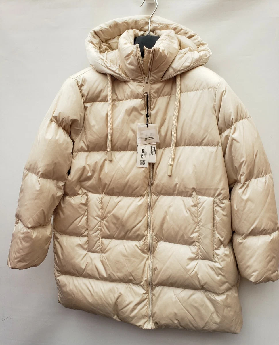 Zara Women Oversized Cream Puffer Coat Size XS UK12 | eBay