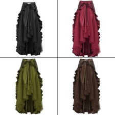 New Medieval Steampunk Gothic Wrap Skirt Victorian Ruffled Pirate Skirt Costume
