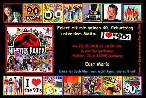 40 Einladungskarten 90er 90s Geburtstag Party Retro Musik Disco Mottoparty Ebay