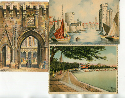 LA ROCHELLE LOT of 3 cards illustration way
