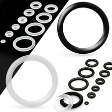 Replacement O-Rings Body Jewelry Bands for Plugs, Tunnels, Tapers Black or Clear