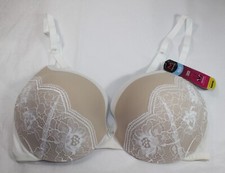 NWT MAIDENFORM PUSH UP and IN bra wonderbra plunging neckline dm9900 WHITE NUDE