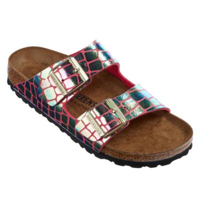 Birkenstock Arizona GATOR GLEAM Slides NARROW Sandals CHOOSE SIZE Raspberry  Pink
