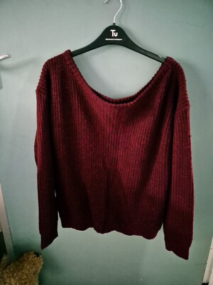 Missguided Gr. S Small burgunderroter Langarm Pullover dicker Strick * (724/19)