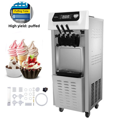 Sihao Softeismaschine Eismaschine 20-28 L/h Speiseeismaschine Eiscreme 3 Flavor