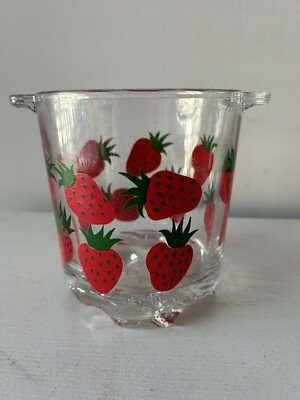 Strawberry Crystal Ice Bucket Vintage Mid-century Italian 1960s RARE Pop Art EUC
