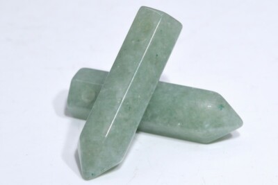 2 Pcs 30x8MM Parsley Bunch Aventurine Healing Hexagonal Pointed AAA Natural Bead
